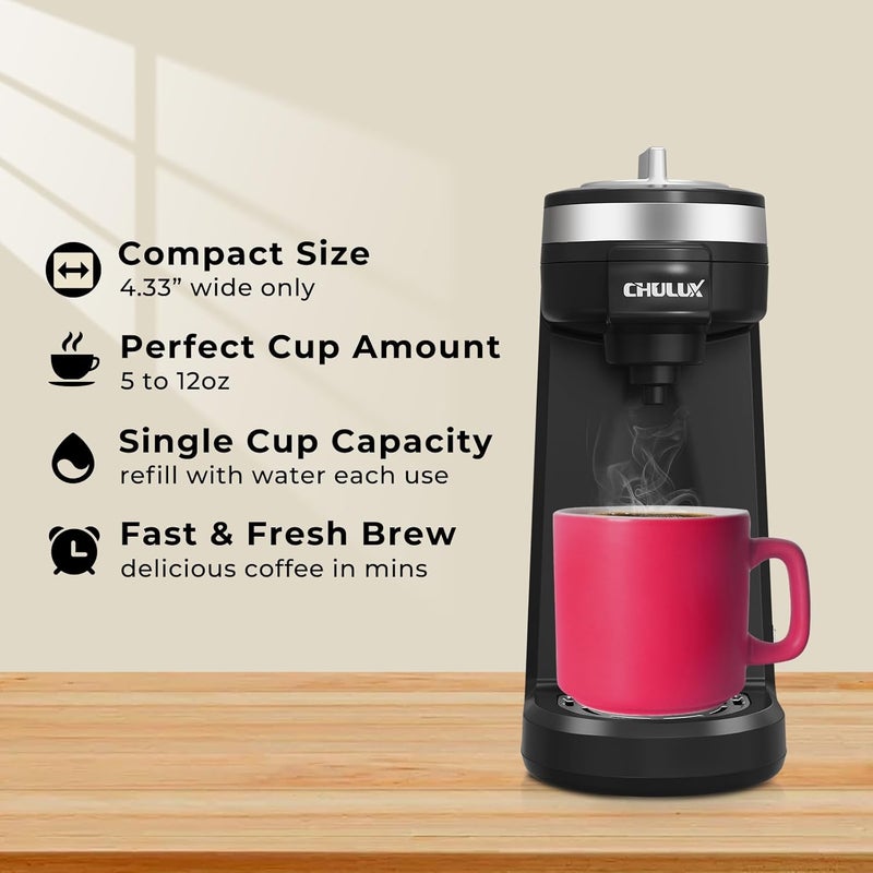 CHULUX Single Serve Coffee Maker for K Capsule, Mini Single One Cup Coffee Machine, Perfect for Small Space, Black - Image 2